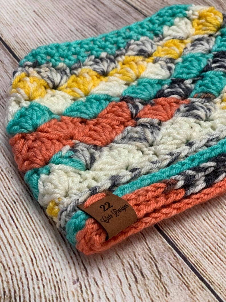 Teen Adult Messy Bun Beanie Everyday Hat Multicolor Calico Crochet Warm Soft Beanie READY TO SHIP