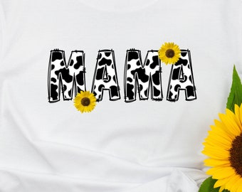 Mama Sunflower Cow Graphic Tshirt