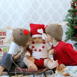 Reindeer Beanie Christmas Hat Christmas Gift Christmas photos Children's Beanie Crochet Gift image 5