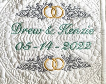 Wedding Anniversary White Lap Quilt - Custom embroidery