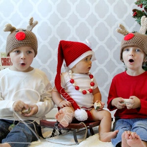 Reindeer Beanie Christmas Hat Christmas Gift Christmas photos Children's Beanie Crochet Gift image 4