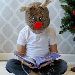 Reindeer Beanie Christmas Hat Christmas Gift Christmas photos Children's Beanie Crochet Gift image 1