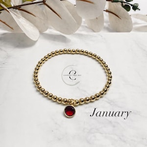 18k Gold filled birthstone beaded bracelet