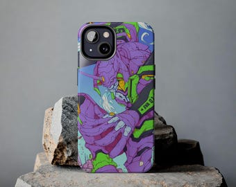 Neon Anime Mecha Phone Case | Retro-Futurist Style