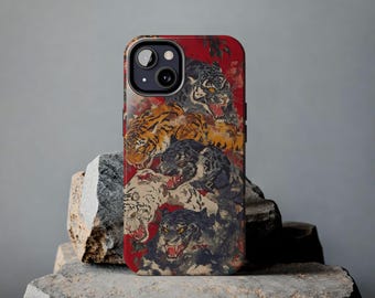 Roaring Tigers iPhone Case | Vintage Multi Tiger Illustration