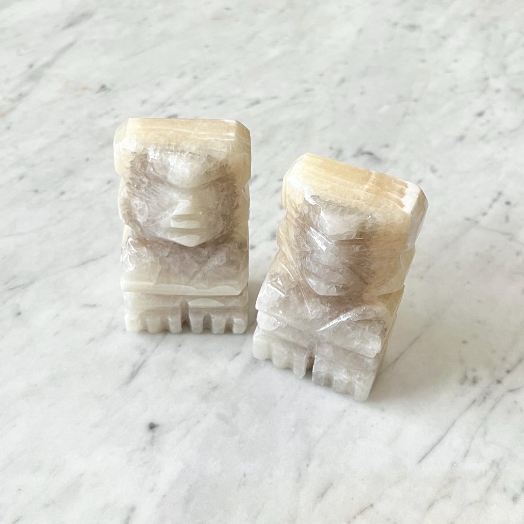 Pair of Vintage Onyx Aztec Bookends - Etsy