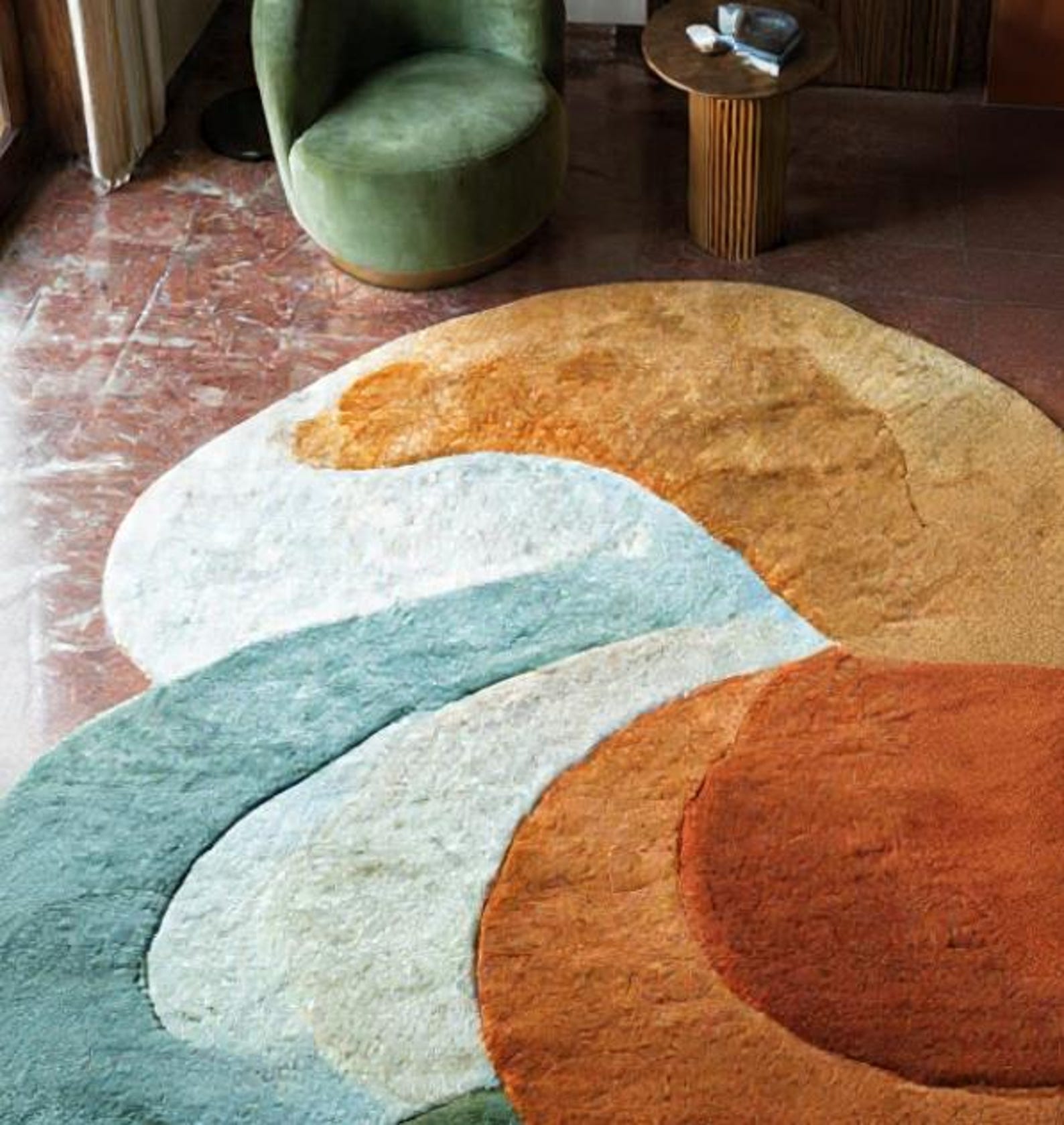 Natural Form Rug Organic Flow Multi-shape Tufted Rug | Earth Palette Irregular Modern ...