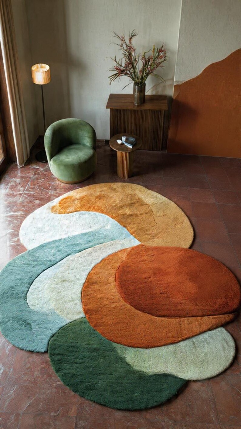 Organic Flow Multi-shape Tufted Rug | Earth Palette Irregular Modern ...