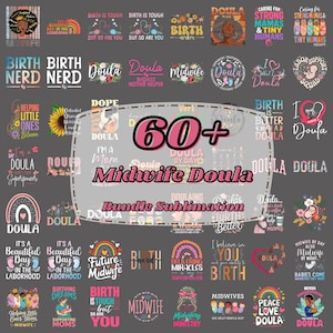 Midwife Doula PNG Bundle, Birth Worker Sublimation Designs, Empowering Pregnancy Quotes, Baby Catcher Rainbow PNG, Labor Support PNG