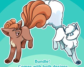 Vulpix Fox Acrylic Pins/Stickers bundle (OOPS Set)