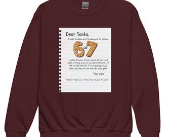 Sudadera Gildan con la letra 67 de "Querido Papá Noel"