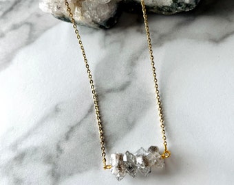Herkimer Diamond golden necklace