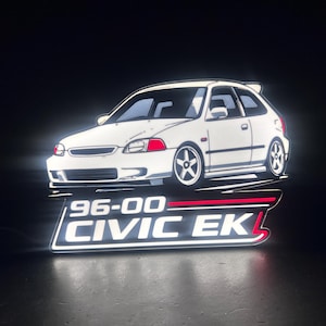 EK Civic Hatch Light Box – 90s JDM Tuner Car LED Wall Art – Decor
