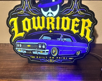 Lowrider LED Light Sign | Chicano Style Car Decor | Gaming Room & Garage Light | custom option available!