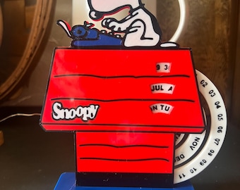 Vintage Cartoon Dog Desk Calendar | Snoopy Perpetual Desk & Shelf Decor | Retro Office Display HAND MADE