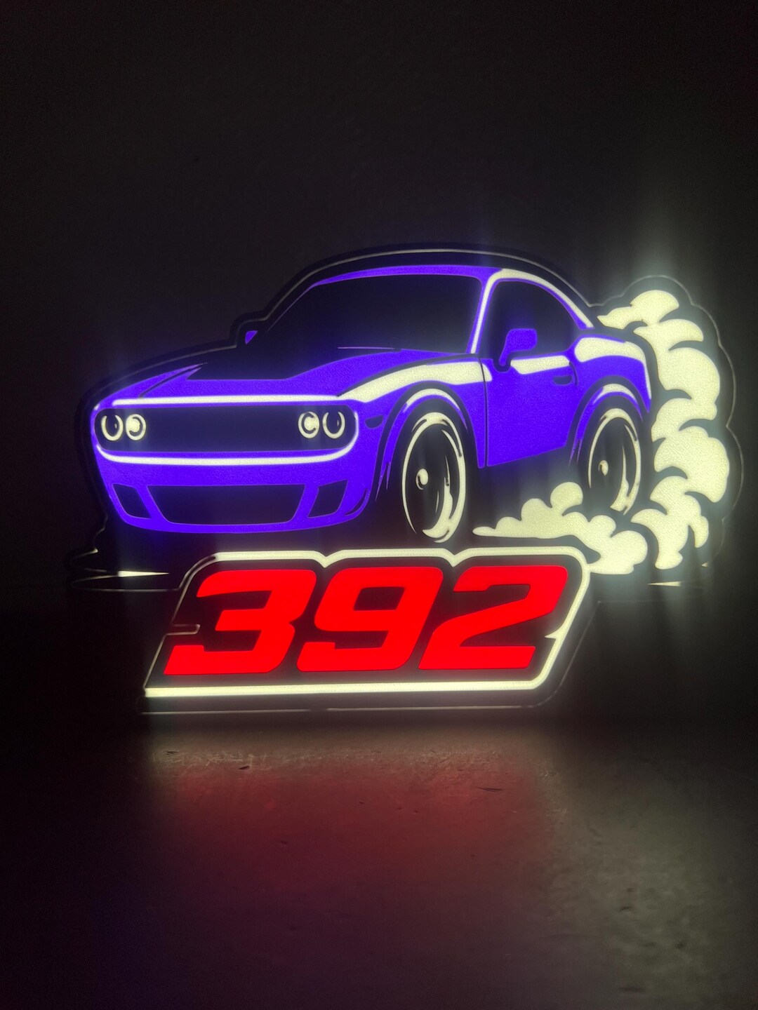 Muscle Cars Led Muscle Car LED Light Box – Modern American Coupe Wall Art – Gaming Desk ...