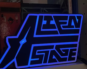 Alien Stage LED Light Box – Sci-Fi Gamer Room Decor, Streaming Sign, RGB Remote
