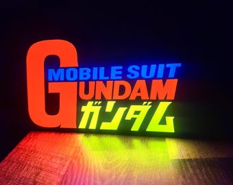 Mobile Suit Gundam Logo Light – Retro Mecha LED Gaming Decor – RGB Night Light