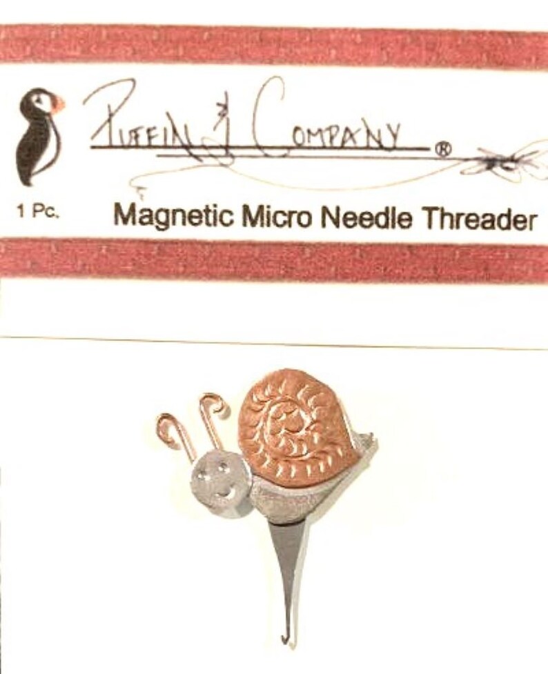 Puffin & Company Micro Needle Threaders Kitty, Puppy, Sheep, Heart, Bunny, Bird, Cheshire Cat, Snail, Ladybug, Gnome Happy Snail