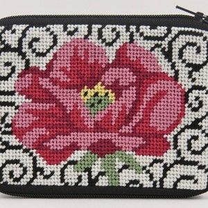 Stitch & Zip Needlepoint Coin Purse Kits in a Variety of Designs-Floral I