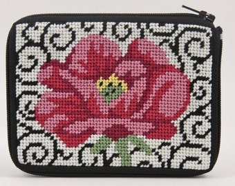 Stitch & Zip Needlepoint Coin Purse Kits in a Variety of Designs-Floral I