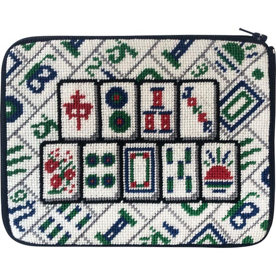 Stitch & Zip Needlepoint Cosmetic Case/Purse Kit in a Variety of Designs-Mah Jongg