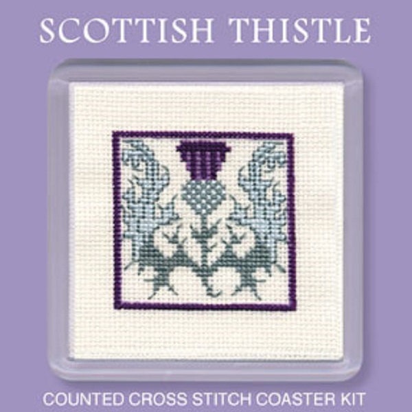 Textile Heritage Scottish Counted Cross Stitch Coaster Kits-Variety of Designs-Tartan, Victorian, Scottish Thistles, Mackintosh Rose, Sheep