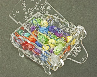 Nirvana Needlearts Acrylic Sheep Box for Knitting Accessories in Clear and Black