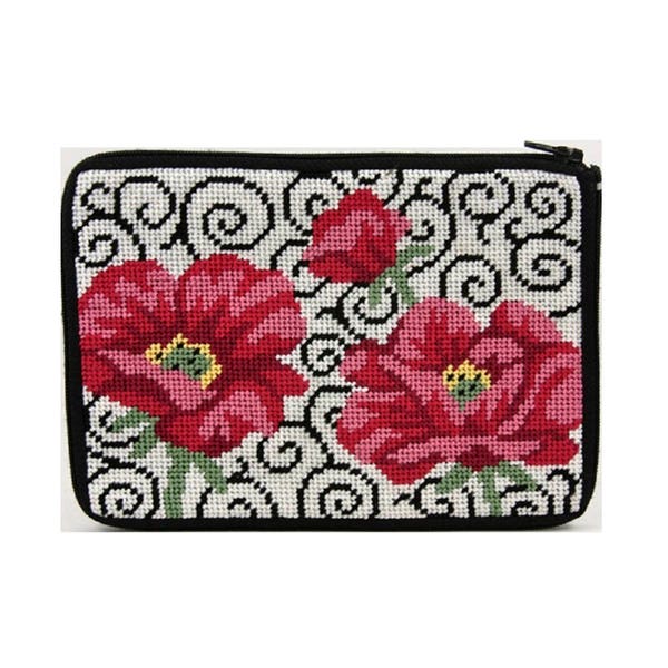 Stitch & Zip Needlepoint Cosmetic Case Kits-Variety of Designs-Floral III