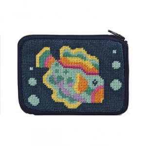 Stitch & Zip Needlepoint Coin Purse Kits-Beach/Summer-Shells, Flamingo, Flip Flops, Tropical Fish, Beach Accessories, Blue Fishes Tropical Fish