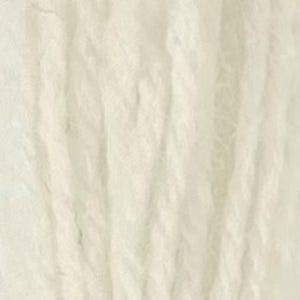 May include: Close-up of a skein of off-white yarn. The yarn appears soft and fluffy, with a slightly textured surface. The color is a warm, creamy white, suitable for various knitting or crochet projects.