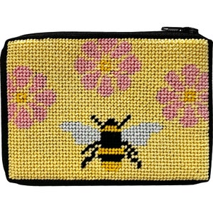 Stitch & Zip Needlepoint Coin Purse Kits Animals Flowers and Bee
