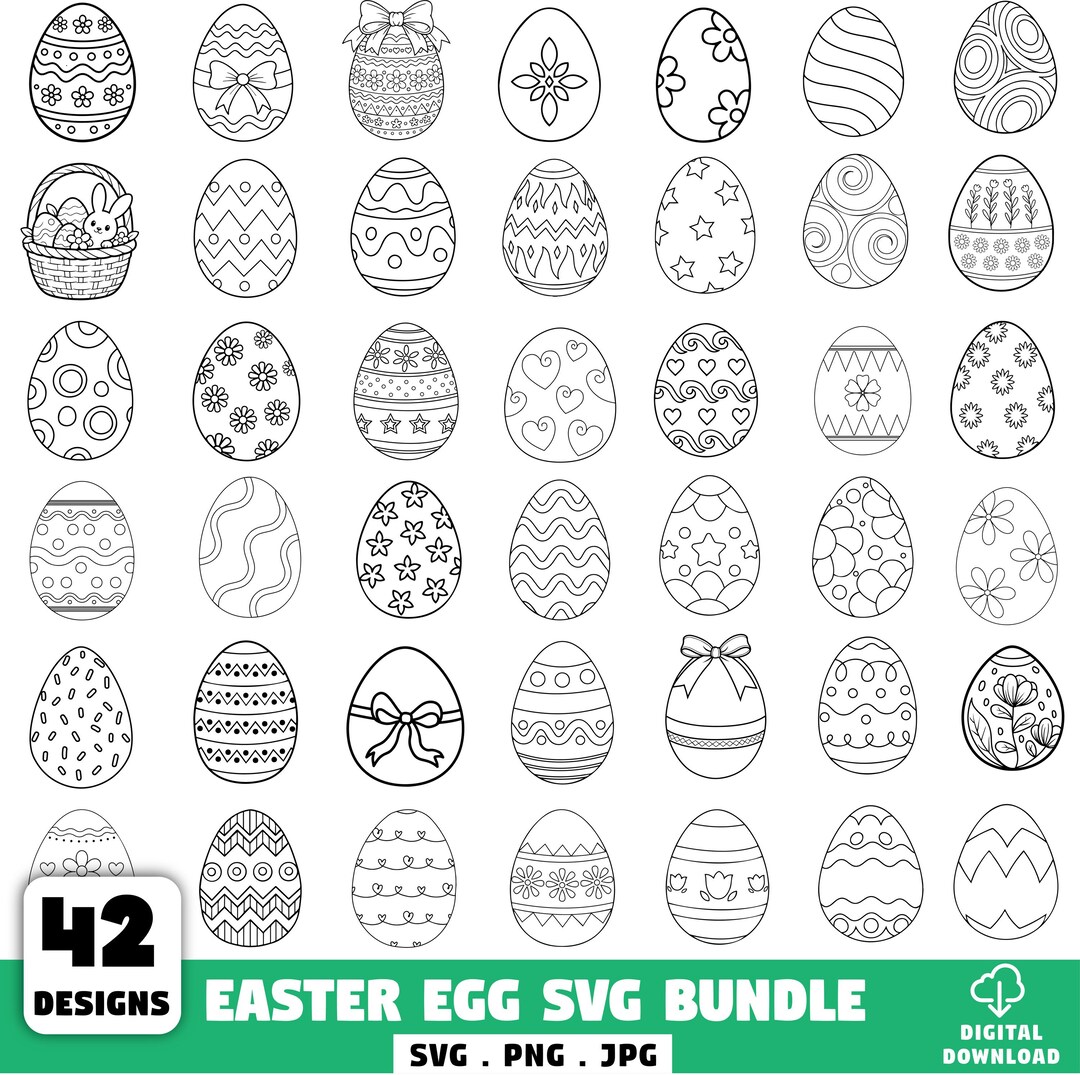 Easter Egg Bundle SVG PNG Files | Easter Egg Silhouette Vector Files ...