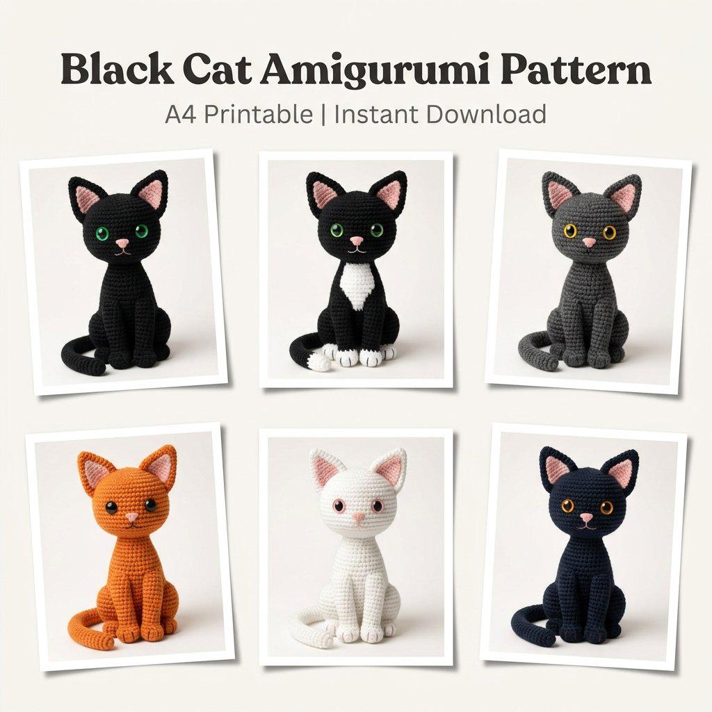 38 Black Cat Crochet Patterns for Amigurumi, Bags, Keychains, and Cozy Handmade Gifts 18 Black Cat Amigurumi Crochet Pattern Beginner Plush