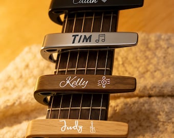 Dad Gifts, Custom Engraved Capo, Personalized Gift for Him, Stainless Steel Capos for Guitar and Ukulele, Guitarist Accessory
