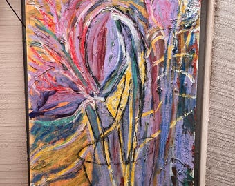 abstract schilderij gesigneerd melbourne artist op A2-formaat
