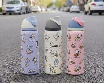 Peanuts Lifestyle 32 Unzen Wasserflasche, Abenteuer und Musikbecher, Kawaii 32 Unzen Edelstahlflasche, Peanuts Fan Geschenk