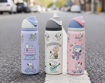 Charlie Brown Freundschaft 32 Unzen Wasserflasche, Retro Erdnüsse Thermobecher, wiederverwendbare Edelstahlflasche, Geschenk für den besten Freund, 32 Unzen Quencher
