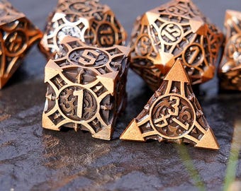 Handmade Metal Dice Set, Three-Color Zinc Alloy DND Dice