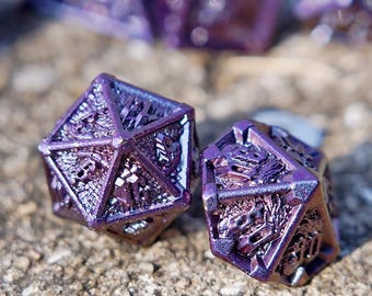 Metal Dice Set, Sharp Edge RPG Dice, Monster Pattern