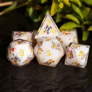 Skeleton Epoxy Dice Set, Dungeons and Dragons, Necromancer Dice