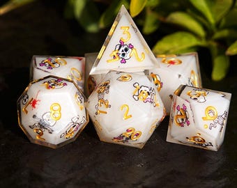Ensemble de dés squelette en époxy, Donjons et dragons, Dés nécromancien