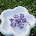 Silver Purple Maple Leaf Metal Dice Set, DND Dice product logo