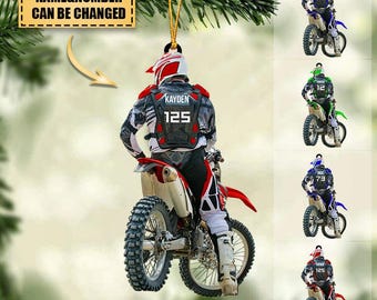 Personalized Dirt Bike Ornament, Custom Motocross Gift