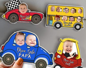 Personalized Father's Day Visor Clip - Custom Kids Photo Car Gift for Dad, Drive Safe Daddy Visor Clip, Gift for Grandpa