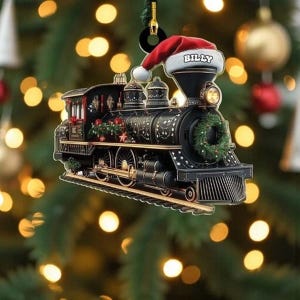 Personalized Steam Train Ornament Locomotive Railway Christmas Collector