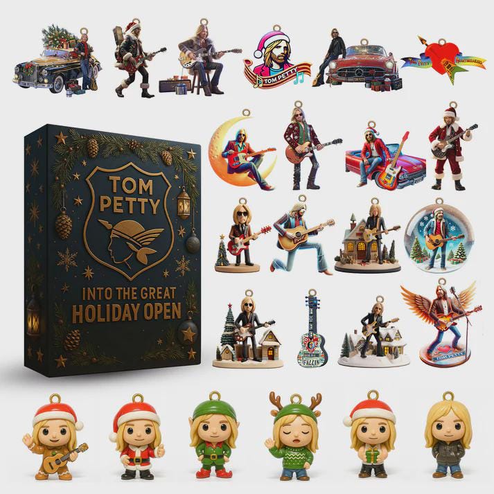 Discover Tom Petty Advent Calendar 2025, 24 Days of Music Icon & Into the Great Open Ornaments, Rock Fan Collector Gift Set