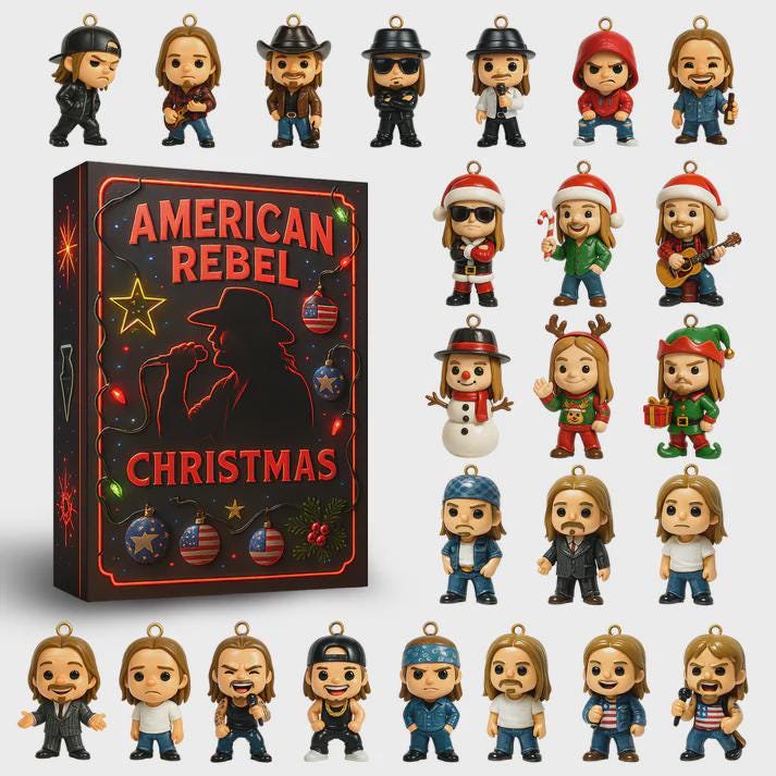 Discover American Rebel Christmas Advent Calendar 2025, 24 Days of Country Star Icon & Patriotic Ornaments, Country Music Gift