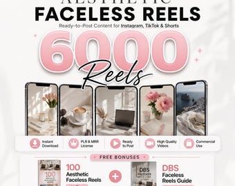 Esthetische Reels zonder Gezicht | PLR MRR Sociale Media Content | Canva Reels Templates + 100 Bonus Reels & Gids voor Reels zonder Gezicht