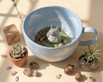 Handbemalte 3D versteckte Tier Tasse | Keramik Waldtier Kaffeetasse